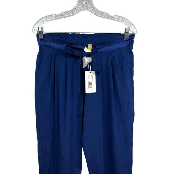 Ramy Brook Womens Allyn Silk Blend Pants Paperbag Tie Ruffled Waist Navy Size S - Picture 2 of 6